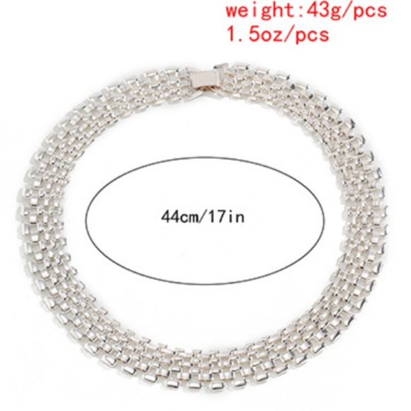 Hollow Mesh Gold Wide Chain Link Necklace - Picture 3 of 3